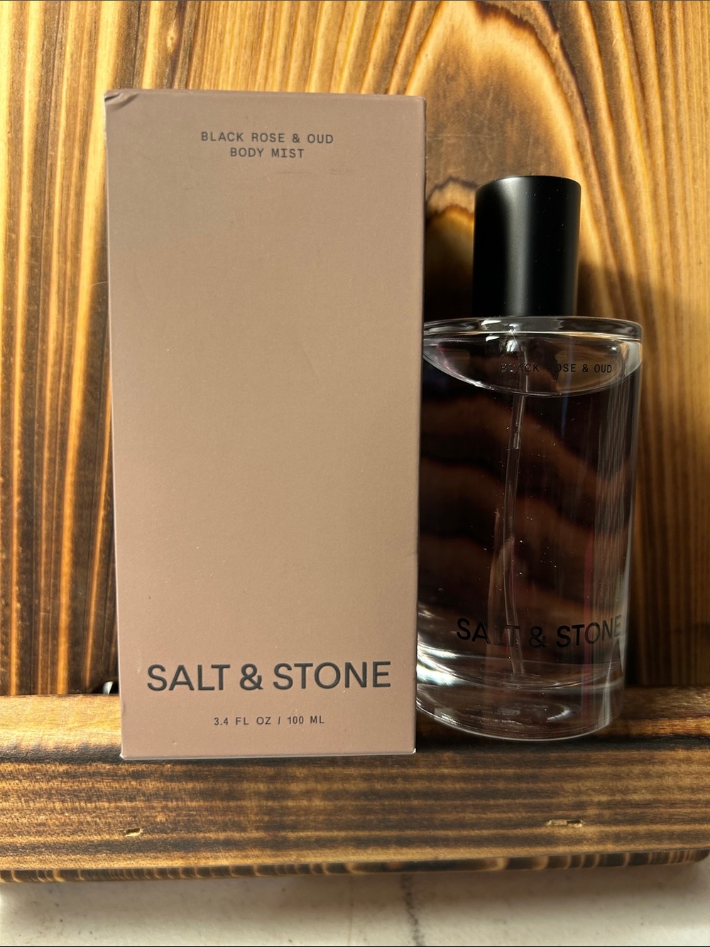 Salt & Stone Black Rose & Oud Body Mist — Brown